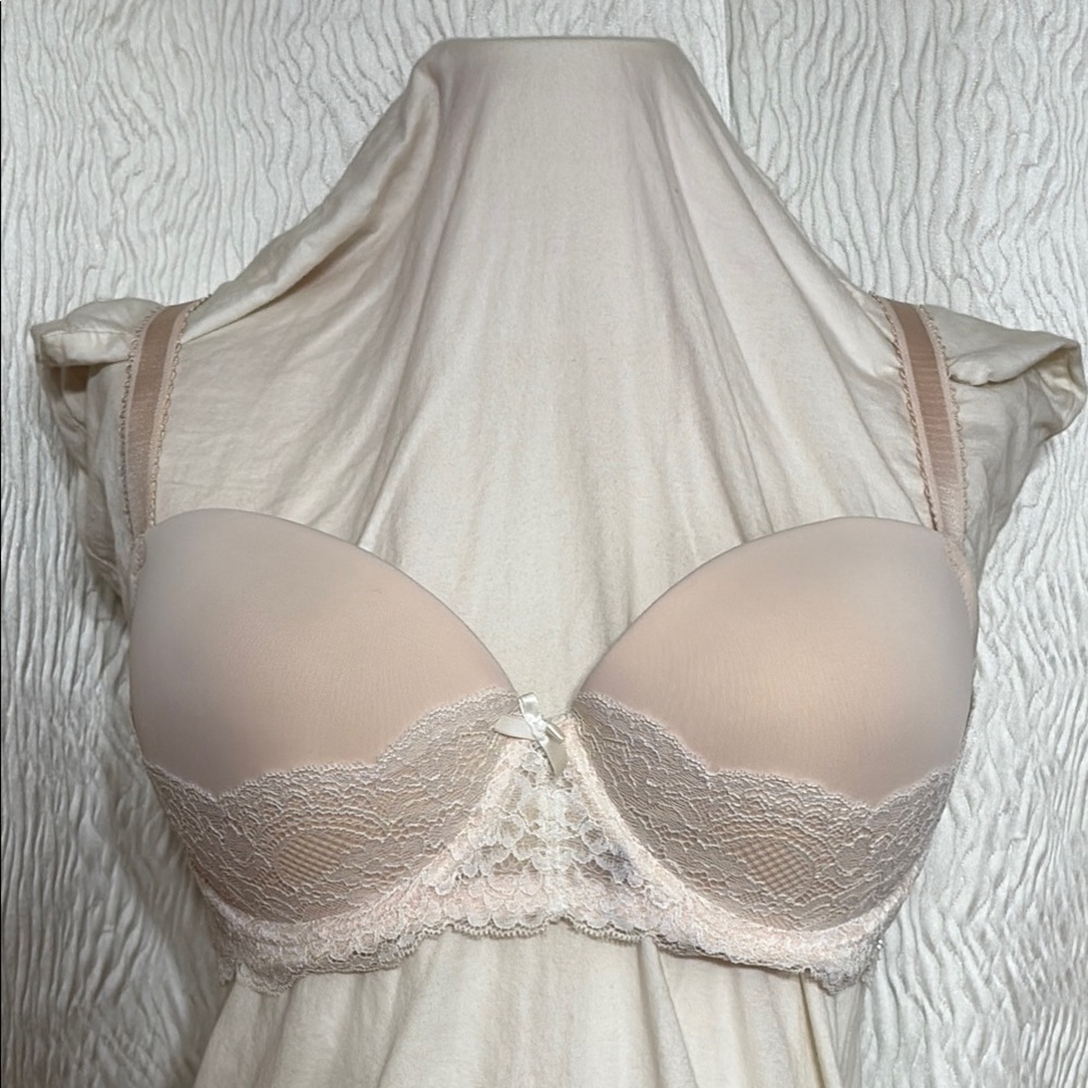 Dorian Elegant Lace Trimmed Pink Bra Push-Up Underwire- Size 40C